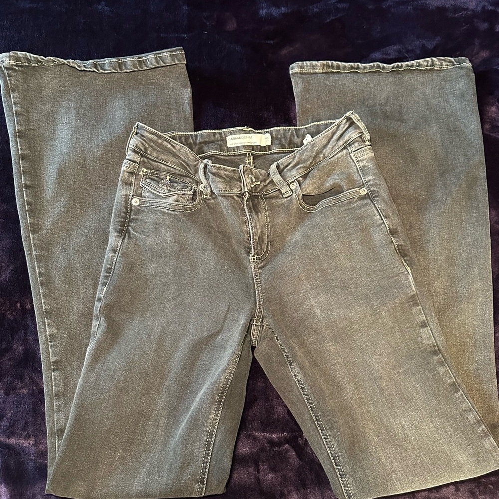 Garage Women's Faded Black Flare Jeans